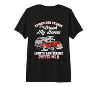 Firefighter Lights and Sirens Excite Me Fire Truck Driver T-Shirt Haut de Gamme