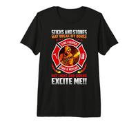 Firefighter Lights and Sirens Excite Me Fire Truck Driver T-Shirt Haut de Gamme