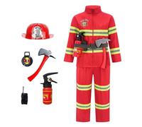 Firefighter Outfit Fireman Costume Boys Dress Up Clothes Fire Extinguisher | Carnival Costumes Fireman Costume Kids Boys Youngster Children Dress Up Clothes Imaginative Pretend Role Play Halloween