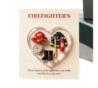 Firefighter Pocket Charm - Acrylic Emotional Keepsake Decor, Portable Small Memorial Gift Ornament, Multipurpose Display Piece | Fire Fighter for Kids Adults Family Friends Birthday Holiday