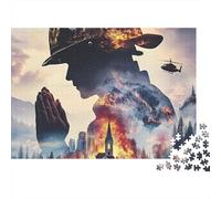 Firefighter Silhouette 1000 Stücke Hochwertiger Karton Puzzle Für Gruppen Erwachsene Brain Training Stressabbau Entspannung Preis-Leistungs-Sieger 52x38cm/1000pcs