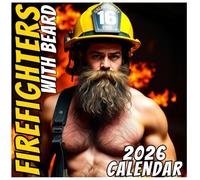 Firefighters with Beard Calendar 2026: Twelve Months of Humor, Confidence, and Pure Hero Energy, 8.5 x 8.5" Bold & Fearless Shirtless Edition
