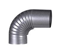 FIREFIX A120/BV FAL Arche 90 ° Rigide rallongée ø 120 mm - Tubes de poêle en tôle d'acier, épaisseur 0,6 mm, revêtement intérieur coulé au Laser, argenté