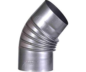 FIREFIX A130/B4 FAL Arche 45° Rigide ø 130 mm - Tubes de poêle en tôle d'acier, 0,6 mm d'épaisseur, Muffin à l'intérieur, Longueur soudée au Laser, Argent