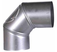 FIREFIX A130/BU Tube de poêle coudé 90° FALØ130mm pivotant avec porte, gris argenté