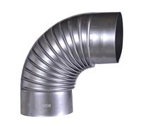 FIREFIX A150/B FAL Coude 90°, Rigide, ø 150 mm - Tuyaux de Four en tôle d'acier, 0,6 mm d'épaisseur, Conique, Longueur soudée au Laser, Argent