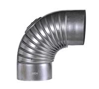 FIREFIX A150/BT FAL Arche 90° Rigide avec Porte de Nettoyage, ø 150 mm - Tubes de poêle en tôle d'acier 0,6 mm d'épaisseur - Soudé au Laser - Argent