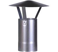 FIREFIX Chapeau de Pluie A130/RH (galvanisé) - Hauteur : 420 mm - Diamètre : 130 mm - pour tuyaux de Four de 0,6 mm d'épaisseur - Argenté