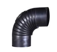 FIREFIX O120/BT Feuille de tôle Bleue Rigide 90 ° avec Porte de Nettoyage Ø 120 mm - Tubes en tôle d'acier de 0,6 mm d'épaisseur, Cousu à l'intérieur et soudé au Laser