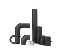 FireFix R150/SET Lot de 3 tuyaux de poêle en acier de 2 mm d'épaisseur 150 mm de diamètre Noir