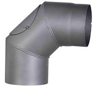 FIREFIX RD150/BT Senotherm Coude de tuyau de poêle en acier de 2 mm d'épaisseur 150 mm de diamètre pour poêles et foyers Gris foncé 90° avec porte de nettoyage