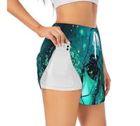 Fireflies and Lantern Short de sport d'été pour femme Loisirs quotidiens Jogging cyclisme exercice en plein air, blanc, L Grande longueur