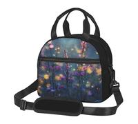 Fireflies in the garden Sac à déjeuner isotherme de grande capacité, imperméable et durable pour le travail, la plage et les pique-niques avec sangle réglable