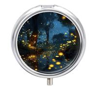 Fireflies Pilulier rond à 3 compartiments pour voyage, pilulier de voyage pour médicaments, vitamines, pochette pour sac à main
