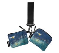 Firefly Lighting Up The Summer Lot de 2 pochettes pour pièces de monnaie pour femme avec dragonne amovible et poche à fermeture éclair pour un usage quotidien