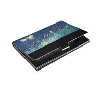 Firefly Lighting Up The Summer Night Porte-cartes de visite fin en cuir et acier inoxydable pour réunions d'affaires