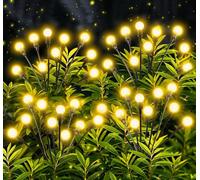 Firefly Lot de 4 lampes solaires pour jardin extérieur, 10 LED, blanc chaud, étanchéité IP65, 2 modes, lumière solaire Firefly, balançoire, lumières décoratives pour allée, cour, jardin, patio