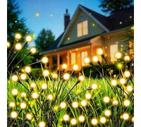 Firefly Lot de 6 lampes solaires pour jardin extérieur, 10 LED, blanc chaud, étanchéité IP65, 2 modes, lumière solaire Firefly, balançoire, lumières décoratives pour allée, cour, jardin, patio