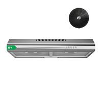 FIREGAS Hotte Aspirante 60cm Sans Évacuation Moteur Brushless, Argent | 250 m³/h Silencieuse, Murale, Évacuation ou Recyclage