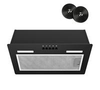 FIREGAS Hotte Aspirante 52cm Encastrable, 3 Vitesses, Éclairage LED, Evacuation/Recyclage, Filtre Charbon Inclus, Hotte de Cuisine Invisible Noir