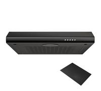 FIREGAS Hotte aspirante 60 cm - Extraction et recyclage avec filtre à charbon inclus - Filtre d'extraction mural - Lampe LED - Noir