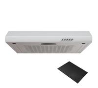 FIREGAS Hotte aspirante 60 cm - Extraction et recyclage avec filtre à charbon inclus - Filtre d'extraction mural - Lampe LED - Blanc