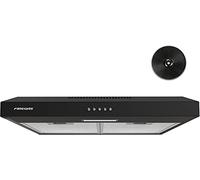 FIREGAS Hotte Aspirante 60 cm, Hotte Aspirante Sous Armoire En Acier Inoxydable, Hotte de Cuisine Sans Conduit Avec éclairage LED, Filtres en Aluminium Réutilisables, Filtre à Charbon, Noir