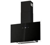 FIREGAS Hotte Aspirante 60cm - Classe A+, Débit 487 m³/h, Évacuation ou Recyclage, Filtres à Charbon, Hotte Murale Noire pour Cuisine Moderne