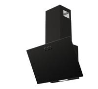 FIREGAS Hotte Aspirante 60cm - Hotte de Cuisine Inclinée avec Moteur Sans Balais, 3 Vitesses, Filtres à Charbon Inclus, Évacuation ou Recyclage, Noir