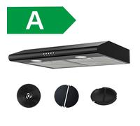 FIREGAS Hotte Aspirante 60cm-Hotte visière- Eclairage LED-Filtre à charbon inclus-Evacuation et Recyclage-Hotte de Cuisine