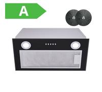 FIREGAS Hotte Aspirante Encastrée - Hotte de Cuisine Intégrée - 600m³/h -52cm- Evacuation ou Recyclage-Noir