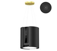 FIREGAS Hotte Aspirante,Hotte de Plafond pour Îlot, Inoxydable Noir, Motoréducteur sans Balais, 480m³/h, Classe A, Écran Tactile et Télécommande, 9 Vitesses, Kit d'Installation Inclus, Noire