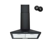 FIREGAS Hotte Aspirante Murale 60cm, 308 m³/h, Hotte Aspirante à Conduit ou de Recyclage Avec LED, 3 vitesses, Filtres en Aluminium Lavables, Filtres à Charbon, Noir