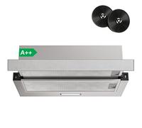 FIREGAS Hotte Aspirante Téléscopique 60cm,400 m³/h,Classe A++, Éclairage LED,2 Vitesses,Montage Sous Meuble ou Mural, Recyclage ou Évacuation,Inox
