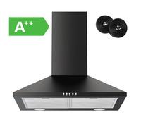 FIREGAS Hottes Aspirantes 60cm 368m³/h-Evacuation ou Recyclag-Hotte Murale-Noir-Classe énergétique A++