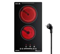 FIREGAS Plaque Vitrocéramique 2 Feux Encastrable - 3400W, 9 Niveaux de Puissance, Minuteur, Arrêt Automatique, Verrouillage Enfant, Indication de Chaleur Résiduelle