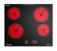 FIREGAS Plaque Vitrocéramique 4 Feux Encastrable 6000W - Plaque de Cuisson Électrique Ultra Fine 4,6 cm, 9 Niveaux, Minuteur, Touches Tactiles, Compatible avec Tous Types de Casseroles