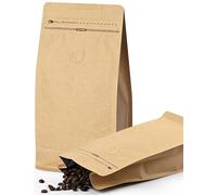 FireKylin Lot de 100 sacs à café avec valve, (226,8 g, 0,2 kg) - Pochettes en papier refermables et ventilées avec fermeture éclair latérale (kraft)