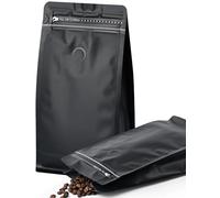 FireKylin Lot de 100 sacs à café avec valve, (226,8 g, 0,2 kg) - Pochettes verticales refermables et ventilées avec fermeture éclair latérale (noir)