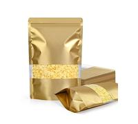 FireKylin Lot de 100 sacs hermétiques, refermables avec fenêtre mate - pochettes en aluminium refermables pour emballage (doré, 8,9 x 13 cm)