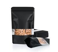FireKylin Lot de 100 sacs hermétiques, refermables, étanches aux odeurs avec fenêtre mate - pochettes en aluminium refermables pour emballage (noir)