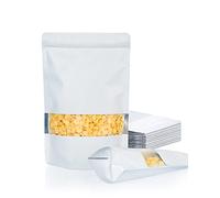 FireKylin Lot de 100 sacs hermétiques, refermables, étanches aux odeurs avec fenêtre mate - Sacs hermétiques en aluminium pour emballage (16 x 23,9 cm) (blanc)