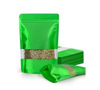 FireKylin Lot de 100 sacs hermétiques, refermables, étanches aux odeurs avec fenêtre mate - Sacs hermétiques en aluminium pour emballage (11,9 x 20,1 cm, vert)