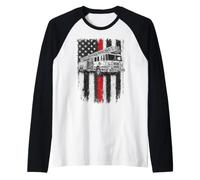 Fireman American Flag Thin Red Line Firefighter Cool Manche Raglan