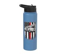 Fireman American Flag Thin Red Line Firefighter Cool Stainless Steel Insulated Water Bottle