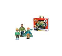 Simba 109251091 - Sam Le Pompier Set de Figurines de Super-héros/Policière Malcom, Norman et James/Entièrement Mobile / 7,5 cm