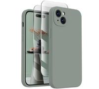 FireNova Designed for iPhone 15 Case, Silicone Upgraded [Camera Protection] Phone Case with [2 Screen Protectors], Soft Anti-Scratch Microfiber Lining Inside, 6.1 inch, Calke Green