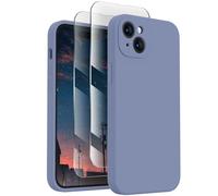 FireNova Designed for iPhone 15 Case, Silicone Upgraded [Camera Protection] Phone Case with [2 Screen Protectors], Soft Anti-Scratch Microfiber Lining Inside, 6.1 inch, Lavender Gray
