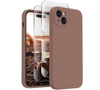 FireNova Designed for iPhone 15 Case, Silicone Upgraded [Camera Protection] Phone Case with [2 Screen Protectors], Soft Anti-Scratch Microfiber Lining Inside, 6.1 inch, Light Brown