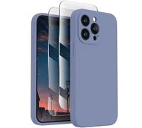 FireNova Designed for iPhone 15 Pro Case, Silicone Upgraded [Camera Protection] Phone Case with [2 Screen Protectors], Soft Anti-Scratch Microfiber Lining Inside, 6.1 inch, Lavender Gray